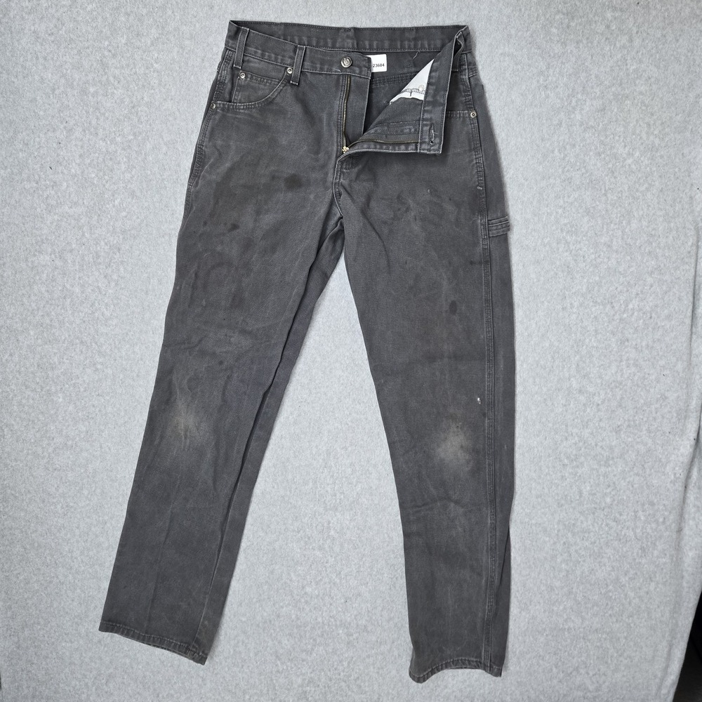 Dickies Men Pants Gray 30x32 Y2K Carpenter Canvas 33" Inseam Logo READ